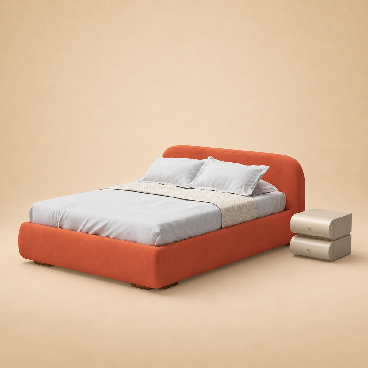 Althea Upholstered Bedroom Set — warm beige studio view