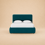 Brockham Fully Upholstered Bed without Storage — warm beige studio view