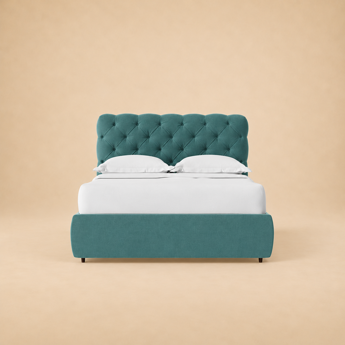 Burbage Fully Upholstered Bed without Storage — warm beige studio view