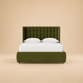 Kipling Fully Upholstered Bed without Storage — warm beige studio view