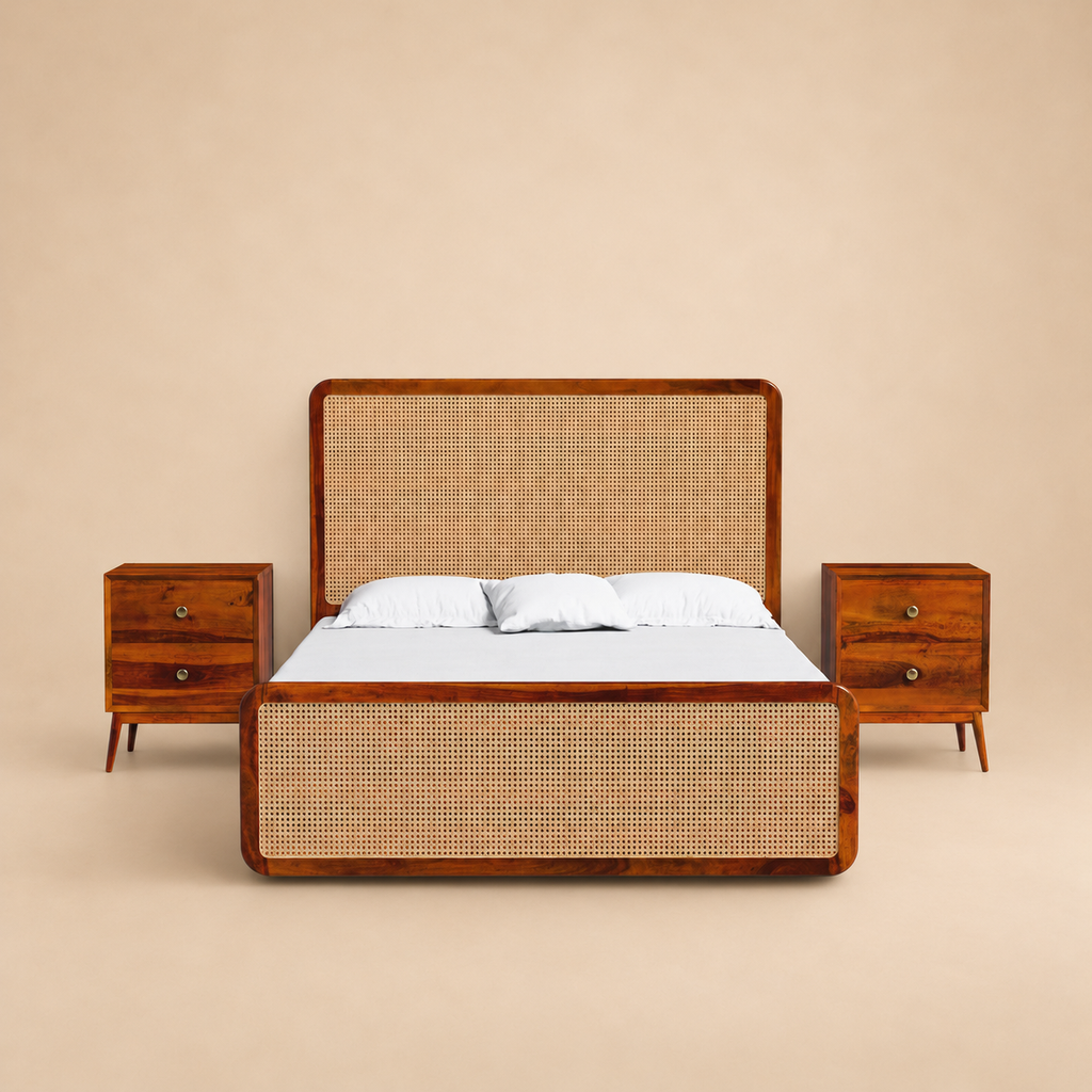 Julius Bedroom Set — warm beige studio view
