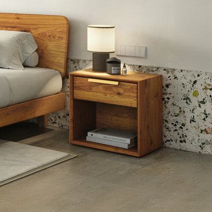 Filo Bedside Table | Solid Walnut/Teak/Oak Wood | 1.5 Feet Length