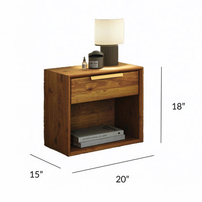 Filo Bedside Table | Solid Walnut/Teak/Oak Wood | 1.5 Feet Length