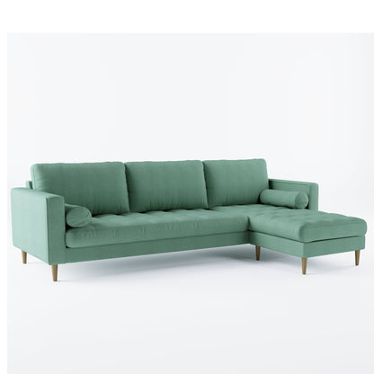 Palo Sofa T | L-Shaped Sectional with Chaise (8.25 feet length) | Tufted