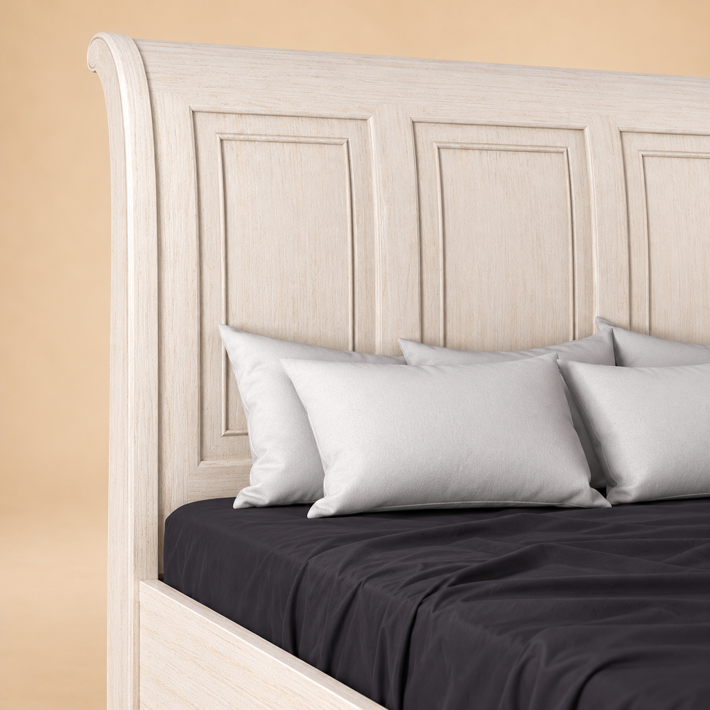 Hale Storage Bed - Solid Wood — warm beige studio detail