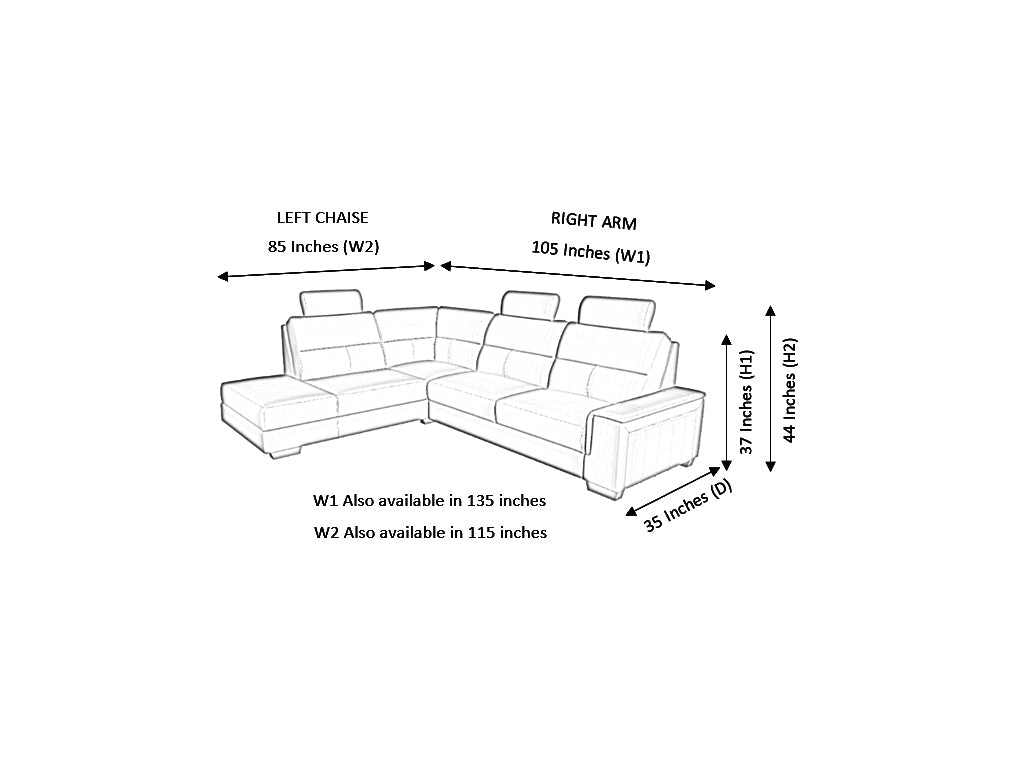 Hudson Corner Artificial Leather RHF With Chaise