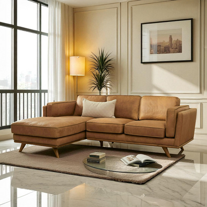 Lumo Sofa |  L Shaped Right Sectional (7.5 feet) Genuine Leather