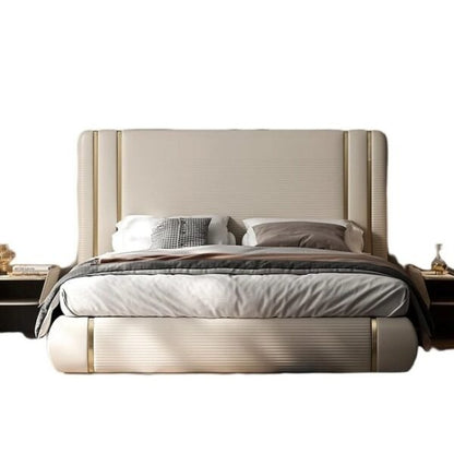European Luxury Upholstered Bed Without Storage In Suede