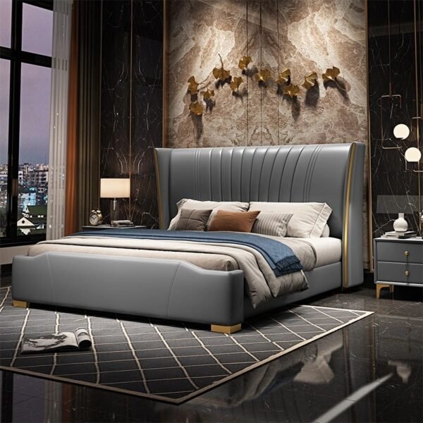 Texas Luxury Upholstered Bed Without Storage In Leatherette