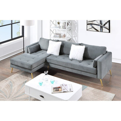 Volly High Back Couch Mid-century Suede SS Legs Chaise Sofa