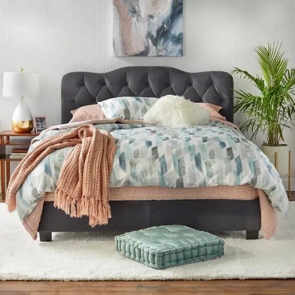 Trends Upholstered Bed Without Storage In Suede