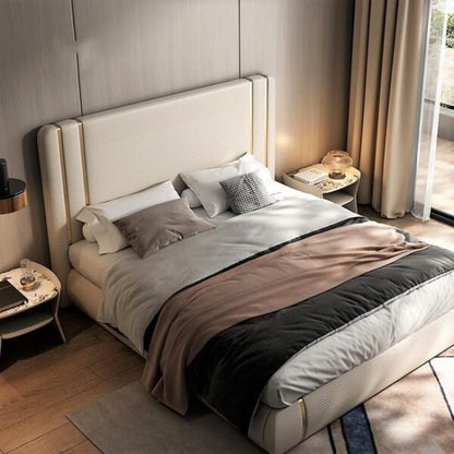European Luxury Upholstered Bed Without Storage In Suede