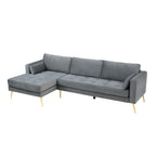 Volly High Back Couch Mid-century Suede SS Legs Chaise Sofa