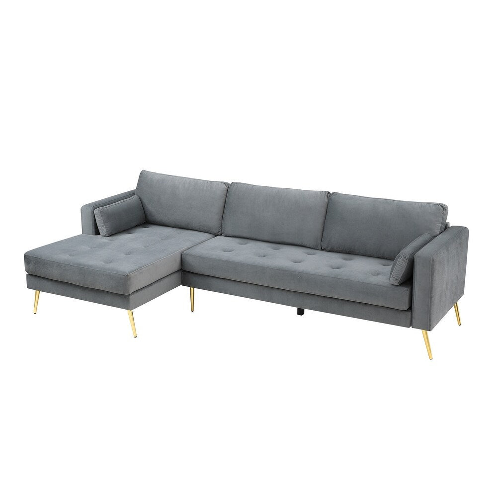Volly High Back Couch Mid-century Suede SS Legs Chaise Sofa