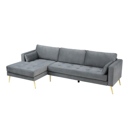 Volly High Back Couch Mid-century Suede SS Legs Chaise Sofa