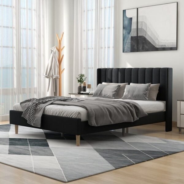 Ayzal Upholstered Bed Without Storage In Suede