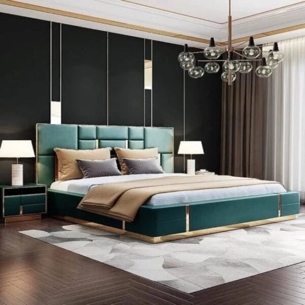 Julius Ultra Upholstered Bed With Manual Storage and Side Tables In Leatherette