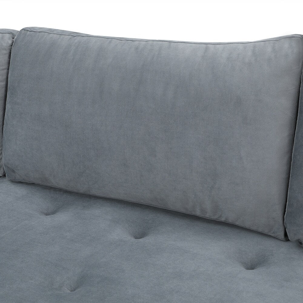 Volly High Back Couch Mid-century Suede SS Legs Chaise Sofa