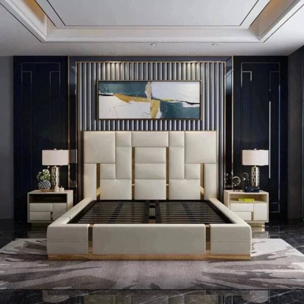 Julius Upholstered Luxury Bed With Hydraulic In Leatherette