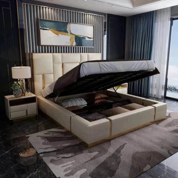 Julius Upholstered Luxury Bed With Hydraulic In Leatherette
