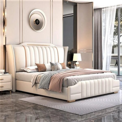 Mario Luxury Upholstered Bed WithOut Storage In Leatherette