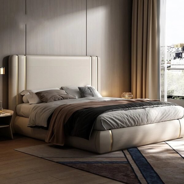 European Luxury Upholstered Bed Without Storage In Suede