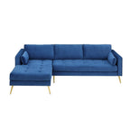 Volly High Back Couch Mid-century Suede SS Legs Chaise Sofa