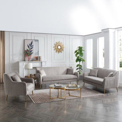 Tesla Straight Line Sofa Set in Grey