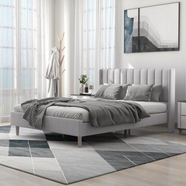 Ayzal Upholstered Bed Without Storage In Suede