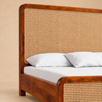 Julius Bedroom Set — warm beige studio detail