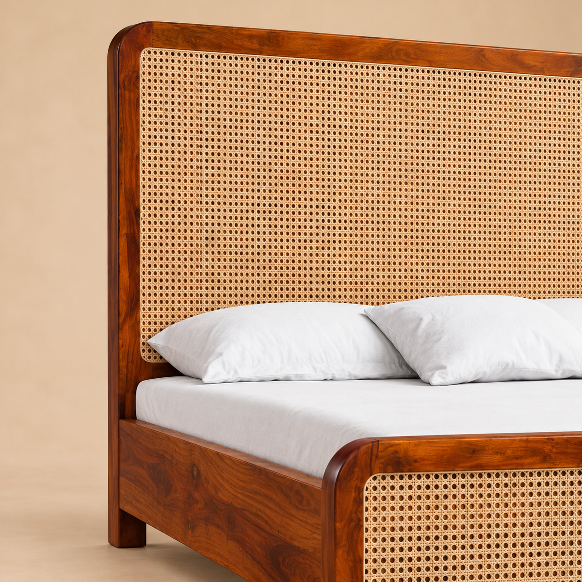 Julius Bedroom Set — warm beige studio detail