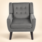 Kaily Luxury Wing Chair – grey front view
