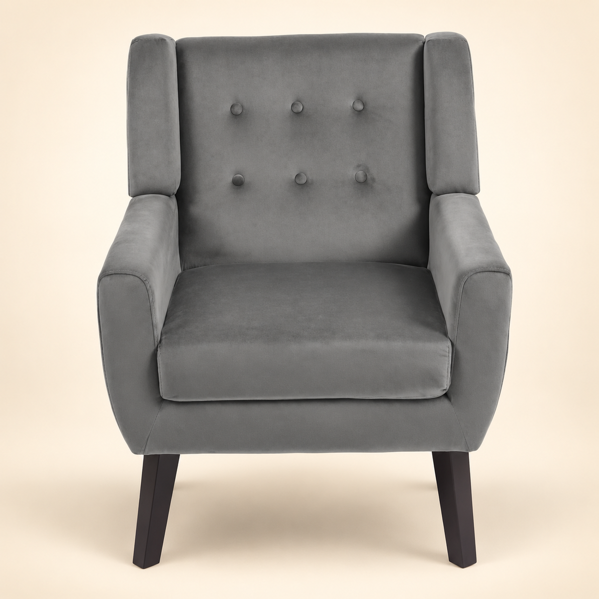 Kaily Luxury Wing Chair – grey front view