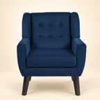 Kaily Luxury Wing Chair – navy front view