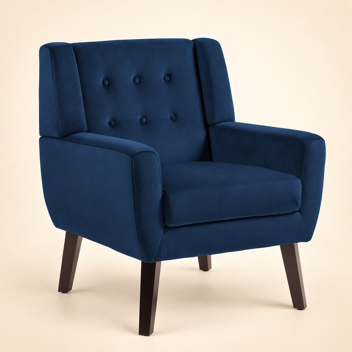Kaily Luxury Wing Chair – navy three-quarter view