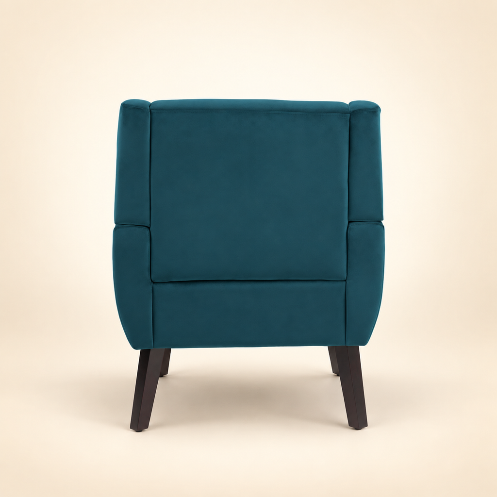 Kaily Luxury Wing Chair – teal back view