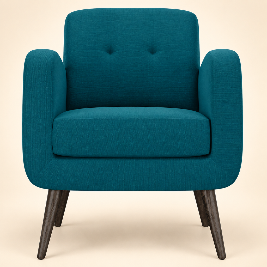 Keflavik Peacock Blue Linen Arm Chair – alternate front view