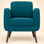 Keflavik Peacock Blue Linen Arm Chair – alternate front view