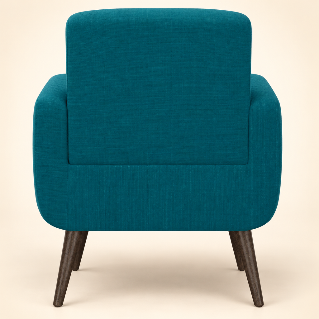 Keflavik Peacock Blue Linen Arm Chair – back view
