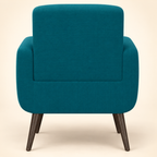 Keflavik Peacock Blue Linen Arm Chair – back view
