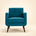 Keflavik Peacock Blue Linen Arm Chair – front view