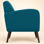Keflavik Peacock Blue Linen Arm Chair – side view
