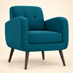 Keflavik Peacock Blue Linen Arm Chair – three-quarter view
