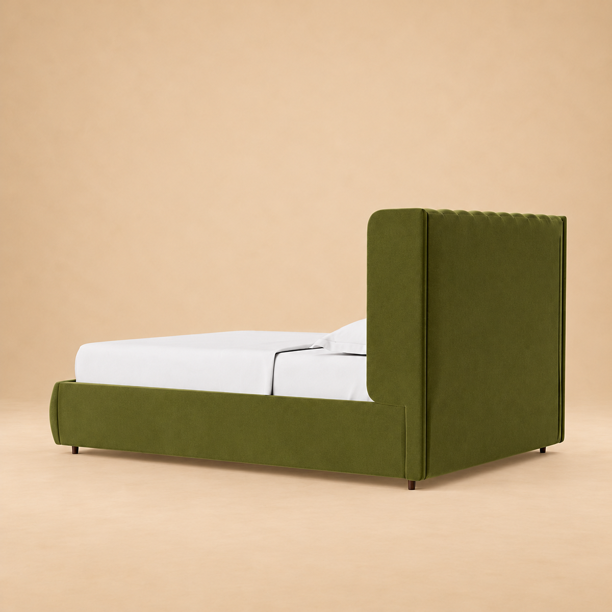 Kipling Fully Upholstered Bed without Storage — warm beige studio view 3