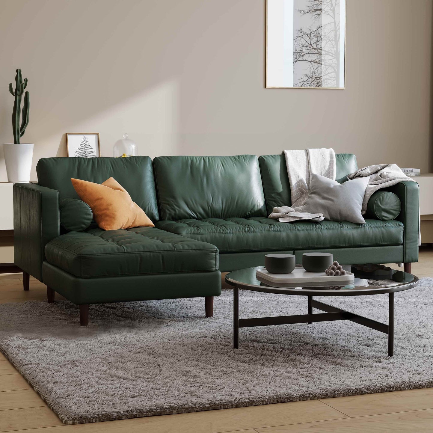 Palo Sofa | L-Shaped Right Sectional with Chaise (8.25 feet) | Italian Leather Sofa