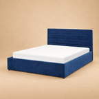 Lendes Fully Upholstered Bed without Storage — warm beige studio view 3