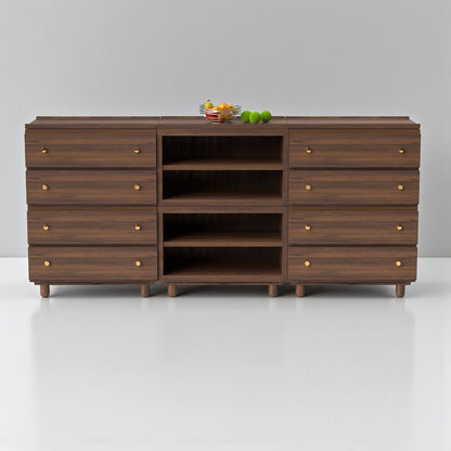 Stava Modular Credenza System | Solid Walnut/Teak/Oak Wood (4x3) | 8 Feet Length