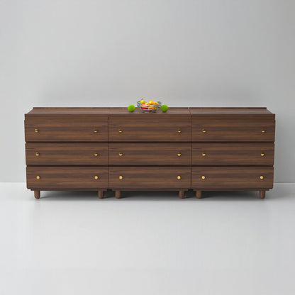 Stava Modular Drawer System | Solid Walnut/Teak/Oak Wood (3x3) | 8 Feet Length