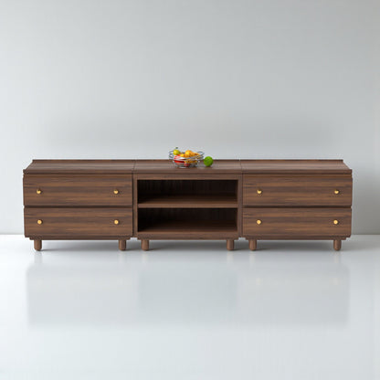 Stava Modular Credenza System | Solid Walnut/Teak/Oak Wood (2x3) | 8 Feet Length