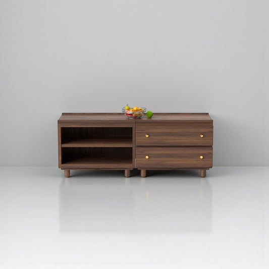 Stava Modular Credenza System | Solid Walnut/Teak/Oak Wood (2x2) | 5.5 Feet Length